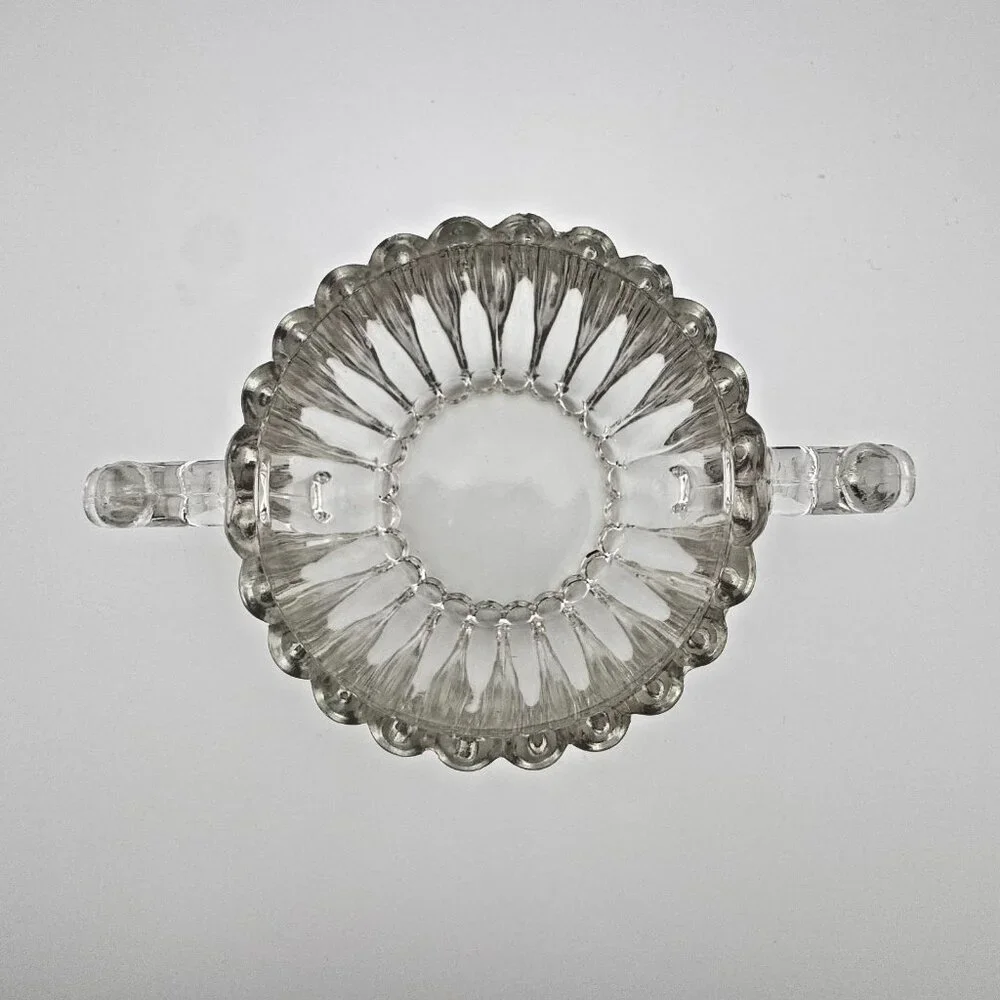 Jeanette Depression Glass National Pattern Open Sugar Bowl Dish Gift Ware Ribbed